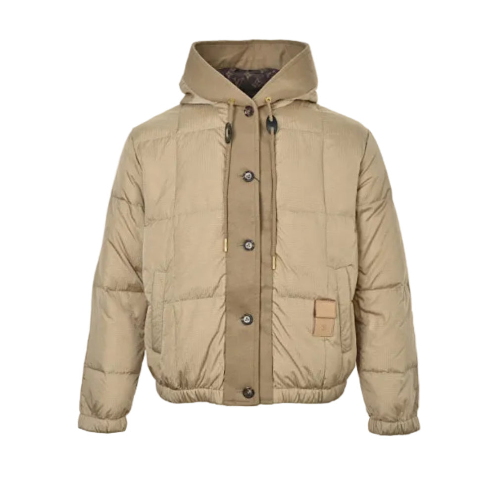 Louis Vuitton Monogram Lined Square Quilted Hooded Puffer Jacket – Khaki