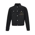 Louis Vuitton Oversized Gold Logo 3D Embroidery Black Denim Trucker Jacket