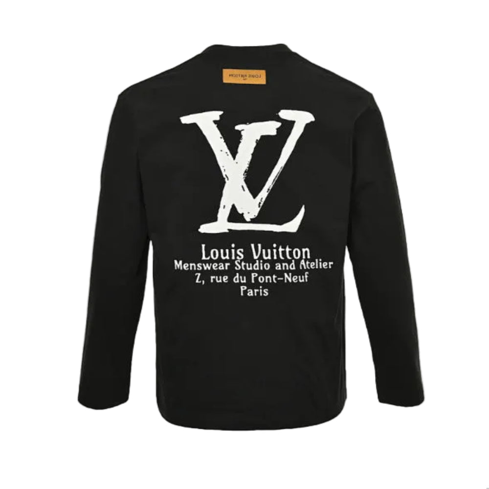 Louis Vuitton Giant Brushstroke Logo Long Sleeve Tee – Black