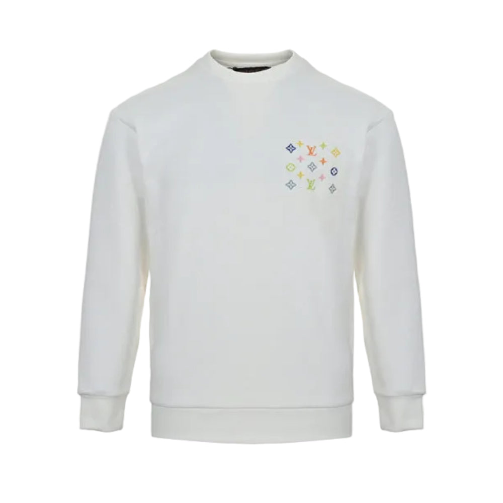 Louis Vuitton Multicolor Monogram Scatter Embroidery Crewneck – White
