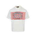 Gucci White Navy Stripe Monogram Wave Graphic Tee