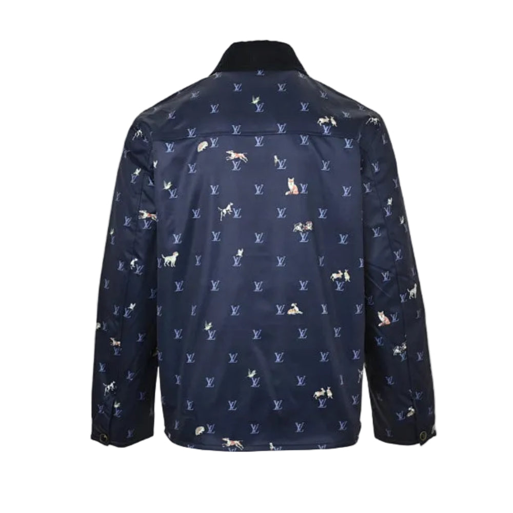 Louis Vuitton Monogram Hunting Dog Scatter Embroidery Quilted Shirt Jacket – Navy
