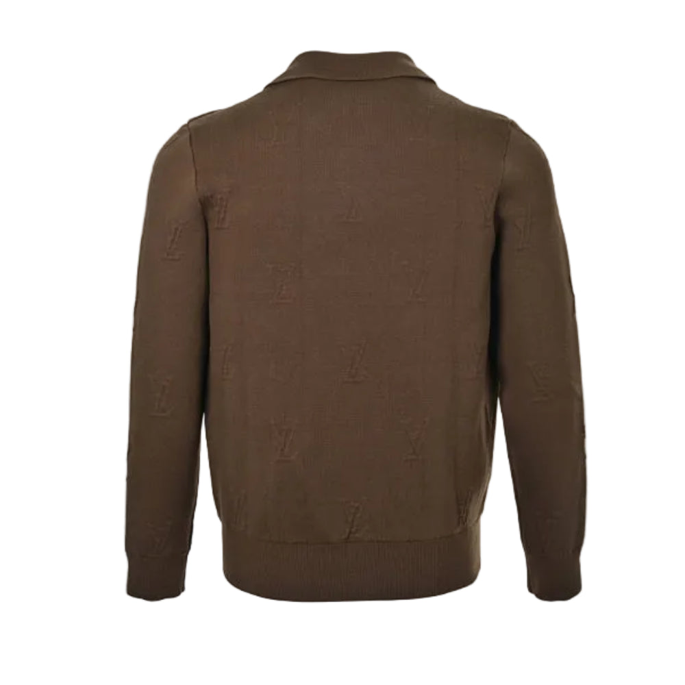 Louis Vuitton Clean Polo Collar Full-Zip Knit Jacket – Olive Brown