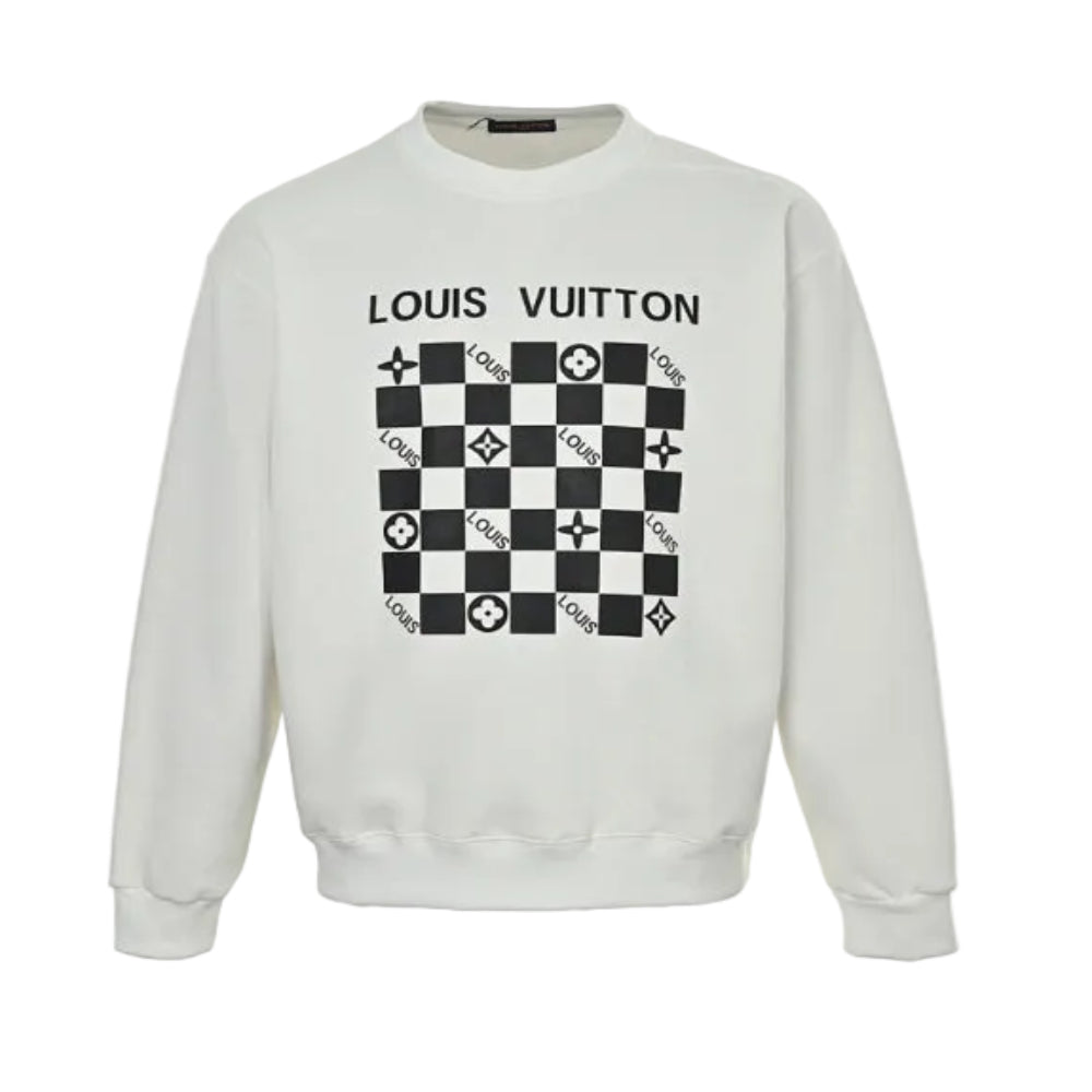 Louis Vuitton Damier Checkerboard Graphic Crewneck – Cream