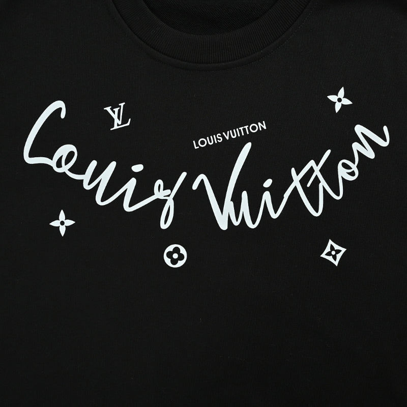 Louis Vuitton Cursive Signature Monogram Crewneck – Black