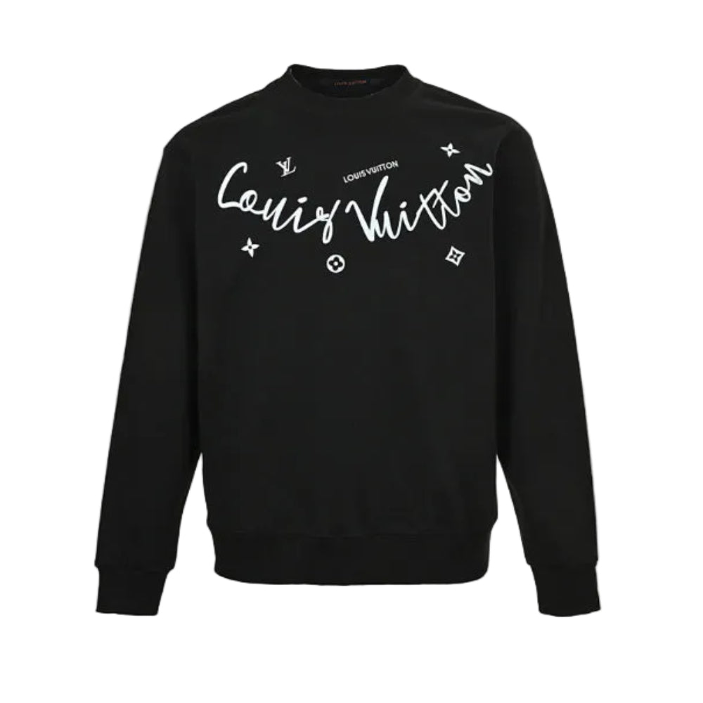 Louis Vuitton Cursive Signature Monogram Crewneck – Black