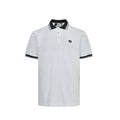 Gucci White Navy Tipped Collar GG Circle Badge Piqué Polo