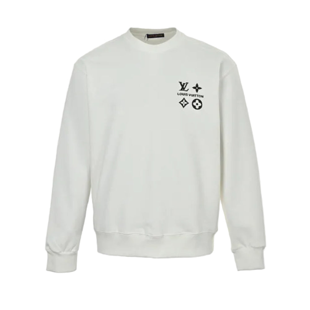 Louis Vuitton Monogram Icon Grid Embroidery Crewneck – White