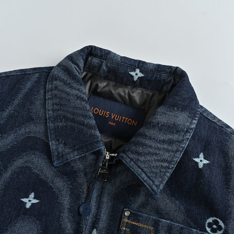 Louis Vuitton Monogram Scatter Embroidery Psychedelic Wave Denim Jacket – Indigo