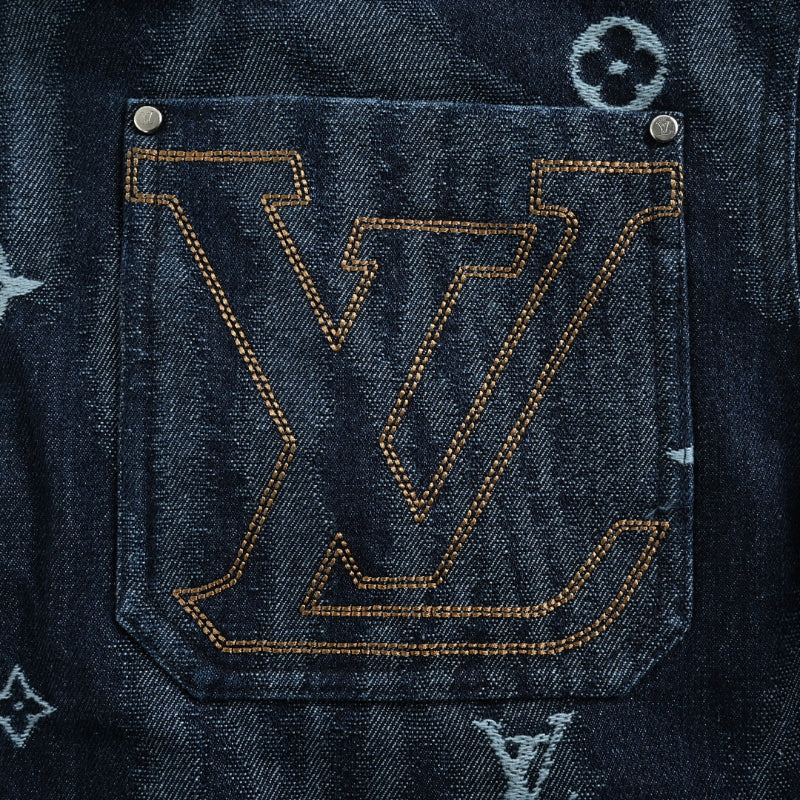 Louis Vuitton Monogram Scatter Embroidery Psychedelic Wave Denim Jacket – Indigo