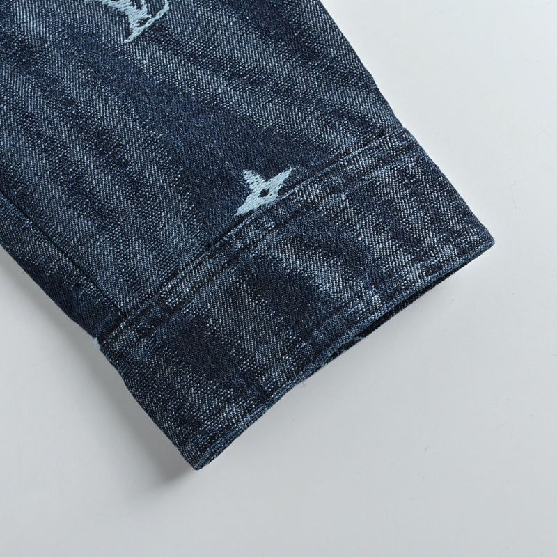 Louis Vuitton Monogram Scatter Embroidery Psychedelic Wave Denim Jacket – Indigo