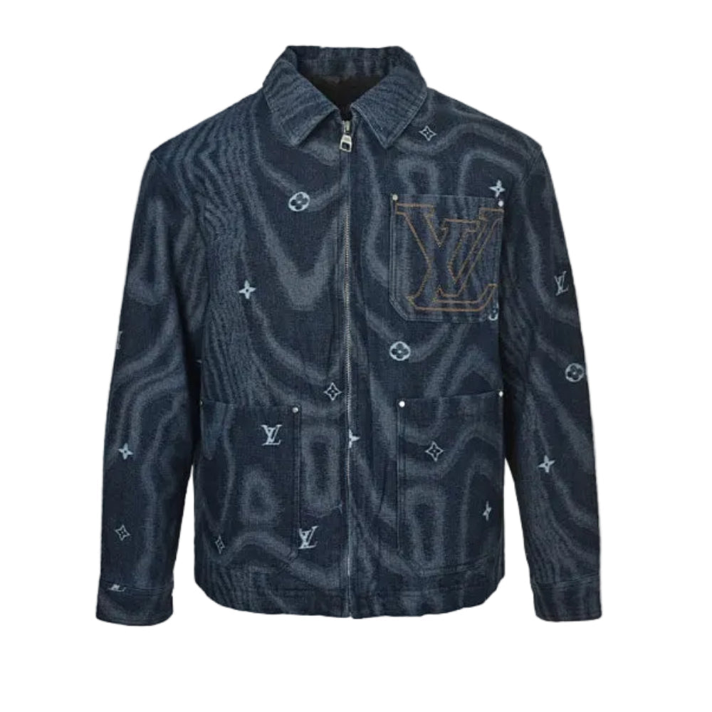 Louis Vuitton Monogram Scatter Embroidery Psychedelic Wave Denim Jacket – Indigo
