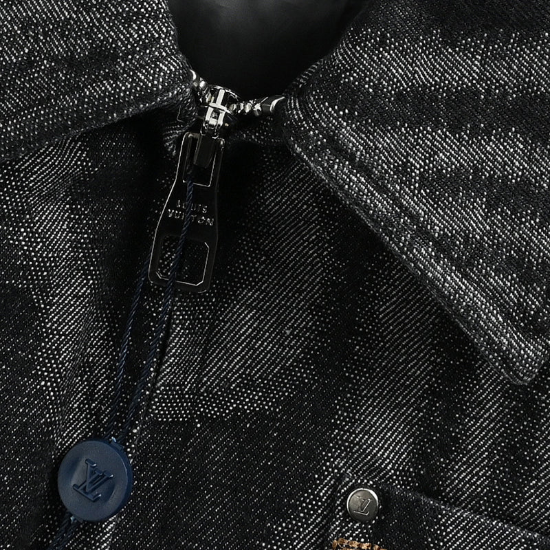 Louis Vuitton Monogram Scatter Embroidery Psychedelic Wave Denim Jacket – Black