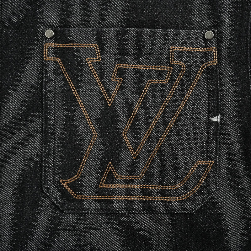 Louis Vuitton Monogram Scatter Embroidery Psychedelic Wave Denim Jacket – Black