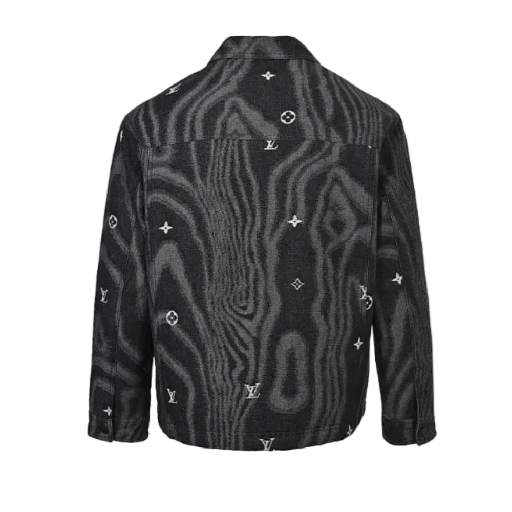 Louis Vuitton Monogram Scatter Embroidery Psychedelic Wave Denim Jacket – Black