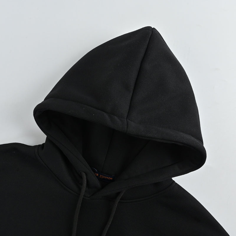 Louis Vuitton Cursive Script Embroidery Hoodie – Black