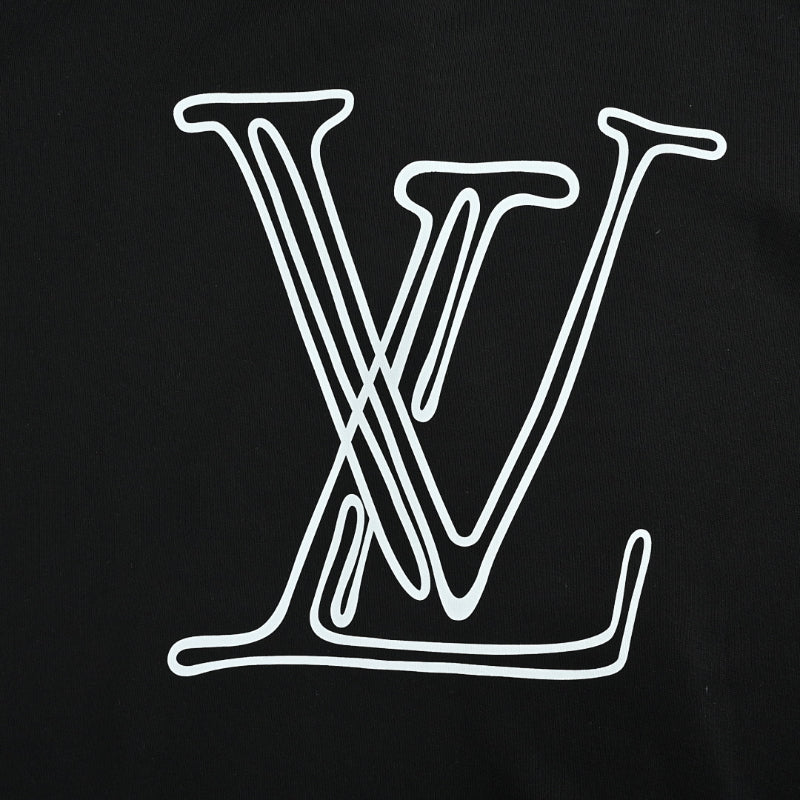 Louis Vuitton Cursive Script Embroidery Hoodie – Black