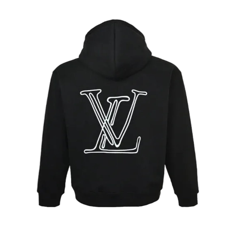 Louis Vuitton Cursive Script Embroidery Hoodie – Black