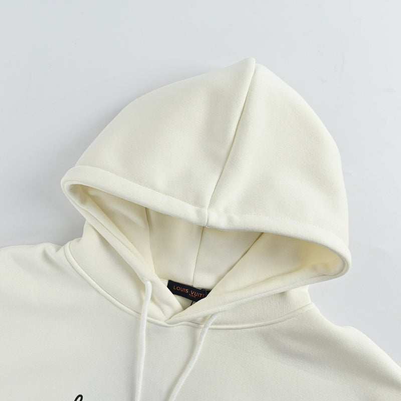 Louis Vuitton Cursive Script Embroidery Hoodie – Cream