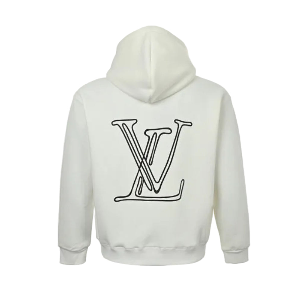 Louis Vuitton Cursive Script Embroidery Hoodie – Cream