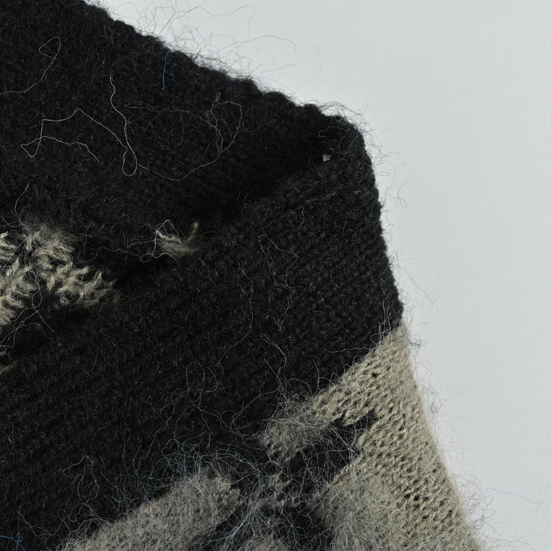 Louis Vuitton Monogram Jacquard Mohair Knit V-Neck Cardigan – Grey / Blue / Black