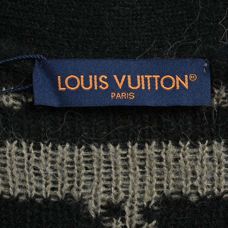 Louis Vuitton Monogram Jacquard Mohair Knit V-Neck Cardigan – Grey / Blue / Black