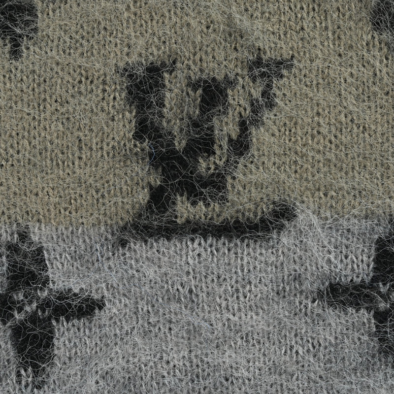 Louis Vuitton Monogram Jacquard Mohair Knit V-Neck Cardigan – Grey / Blue / Black
