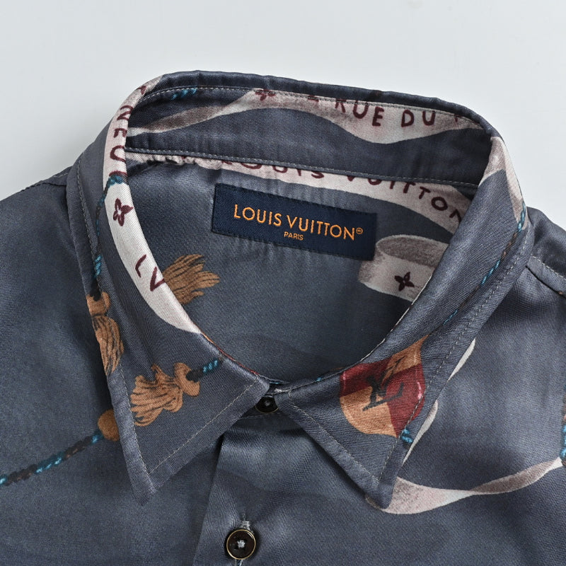 Louis Vuitton Royal Crest Allover Print Silk Shirt – Steel Blue