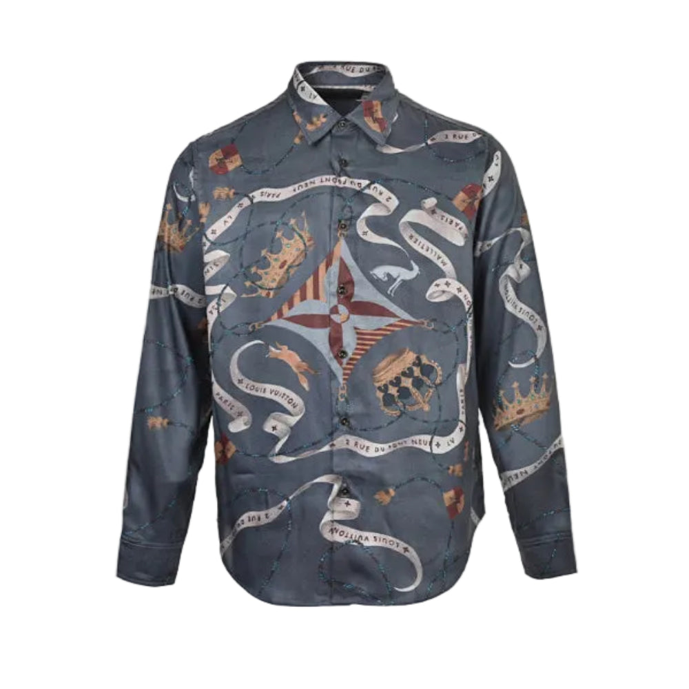 Louis Vuitton Royal Crest Allover Print Silk Shirt – Steel Blue