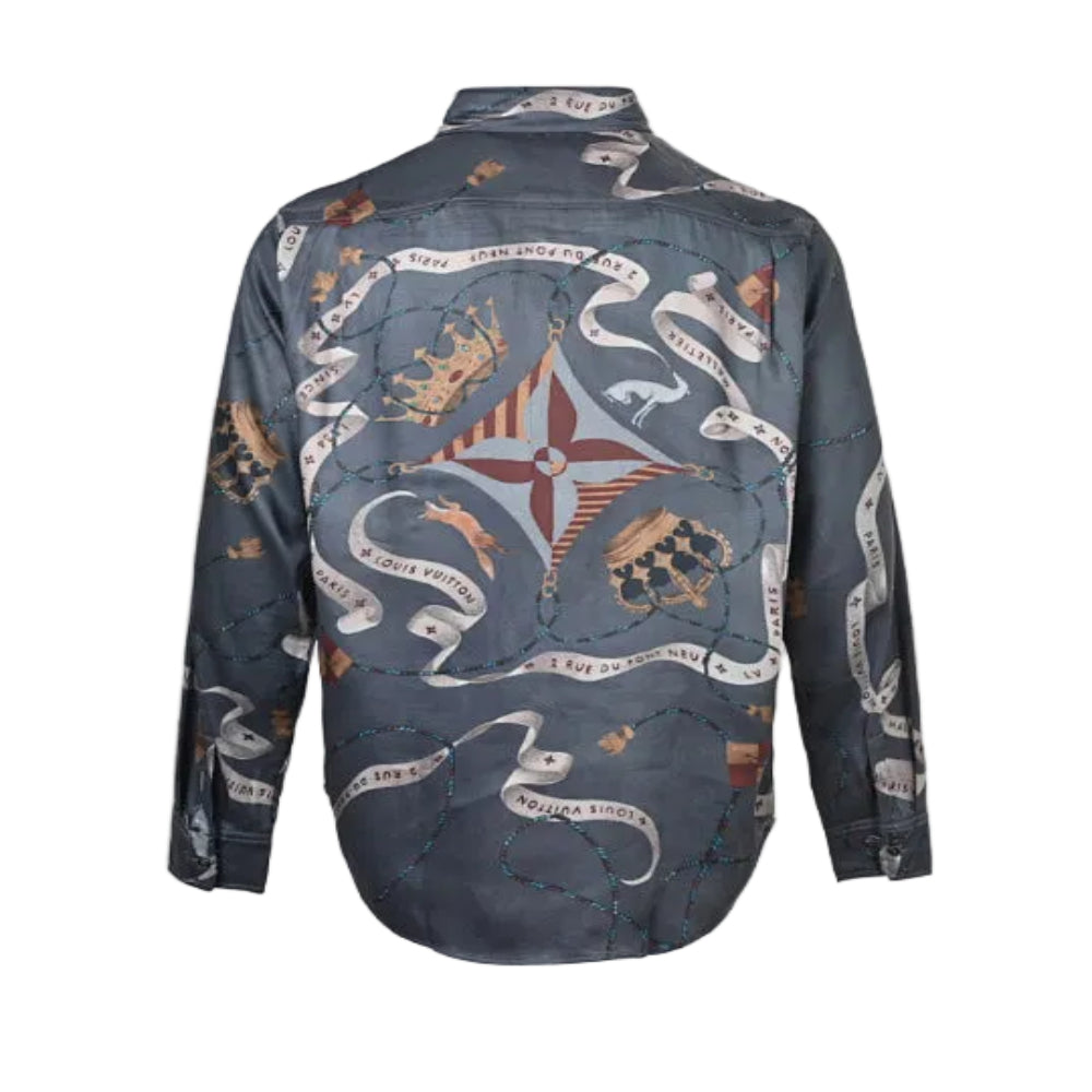 Louis Vuitton Royal Crest Allover Print Silk Shirt – Steel Blue