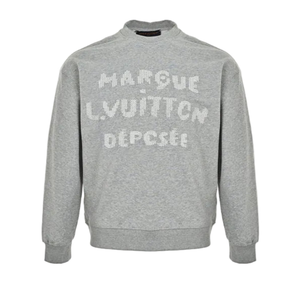 Louis Vuitton Marque Deposee Archive Text Crewneck – Heather Grey
