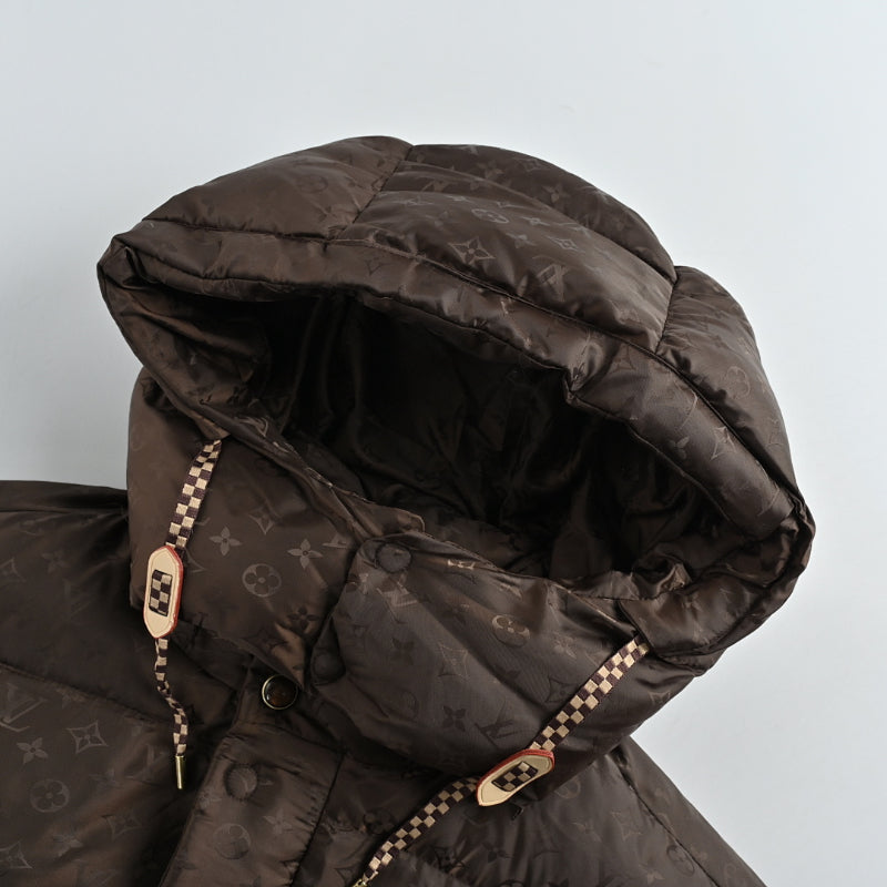 Louis Vuitton Monogram Jacquard Hooded Puffer Jacket – Dark Brown