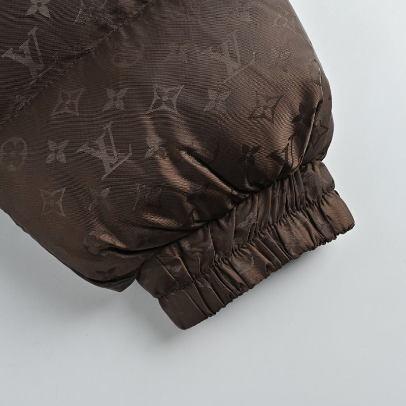 Louis Vuitton Monogram Jacquard Hooded Puffer Jacket – Dark Brown