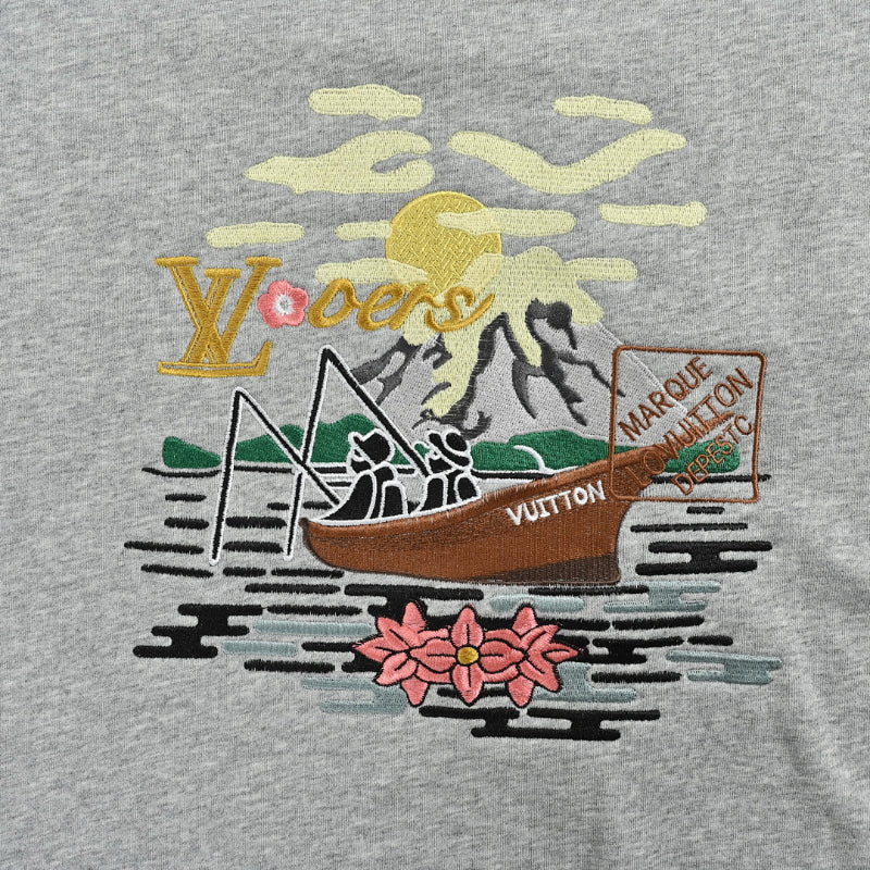 Louis Vuitton Travel Scene Embroidery Crewneck – Heather Grey