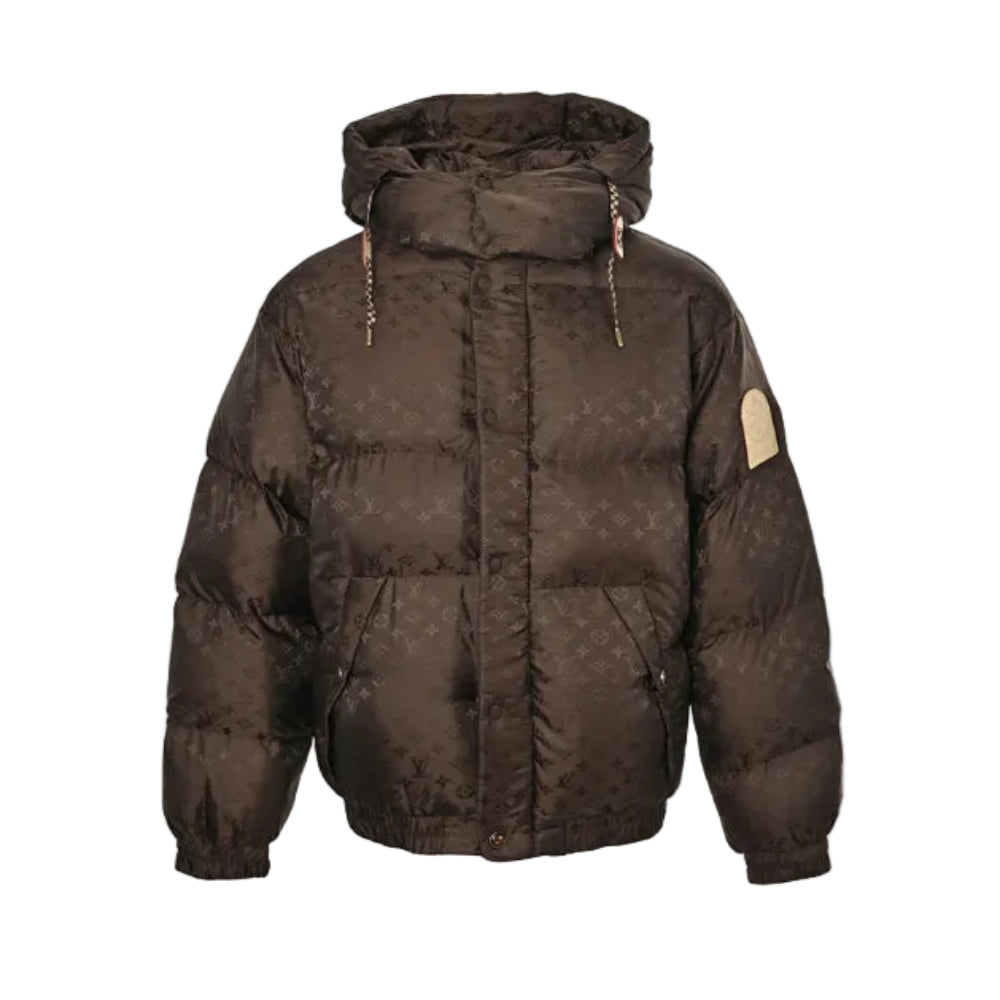 Louis Vuitton Monogram Jacquard Hooded Puffer Jacket – Dark Brown