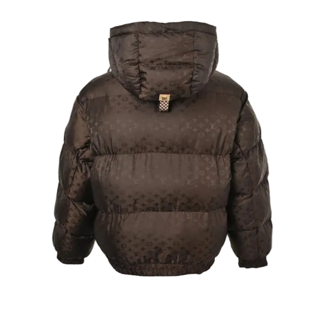 Louis Vuitton Monogram Jacquard Hooded Puffer Jacket – Dark Brown