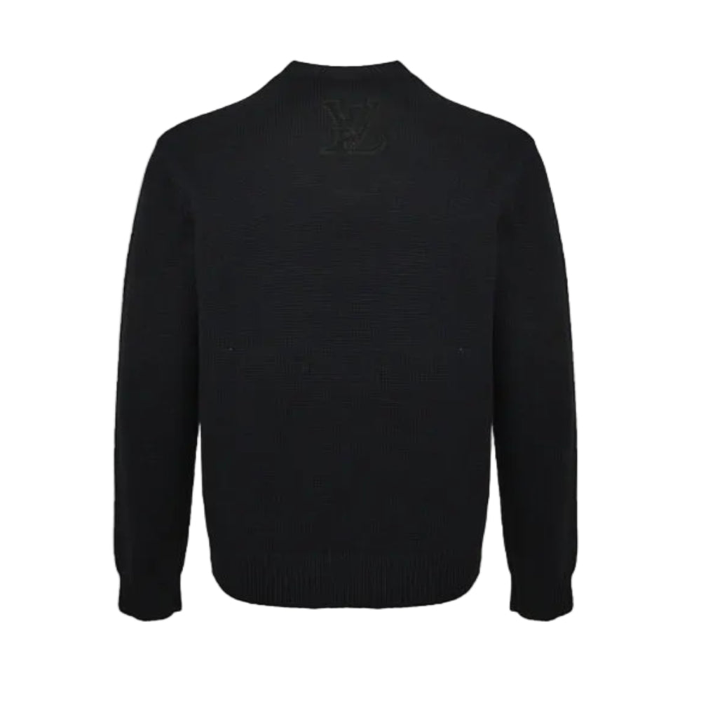Louis Vuitton Tonal Sequin Monogram Knit Crewneck Sweater – Black