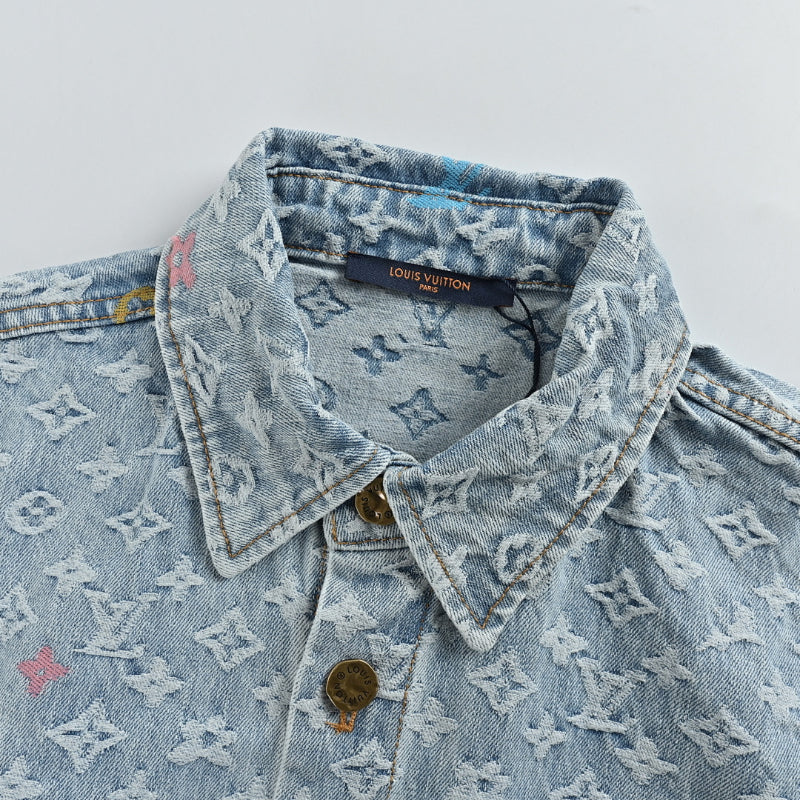Louis Vuitton Monogram Jacquard Multicolor Denim Overshirt – Light Blue