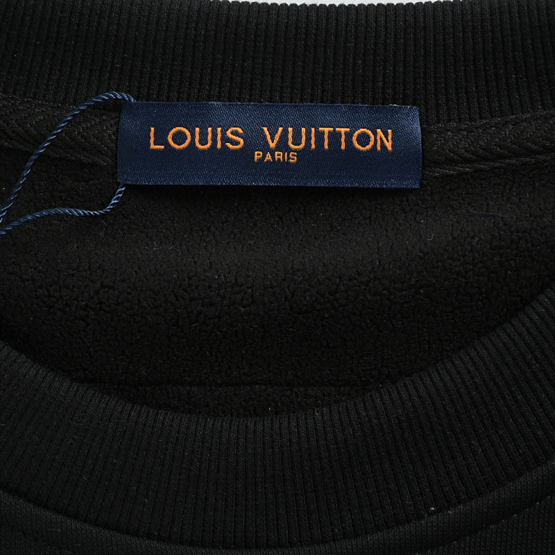 Louis Vuitton Monogram Flower Low-Drop Embroidery Sweatshirt – Black