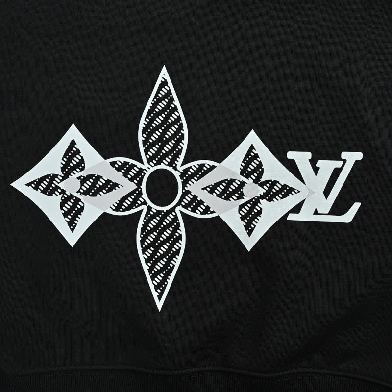 Louis Vuitton Monogram Flower Low-Drop Embroidery Sweatshirt – Black