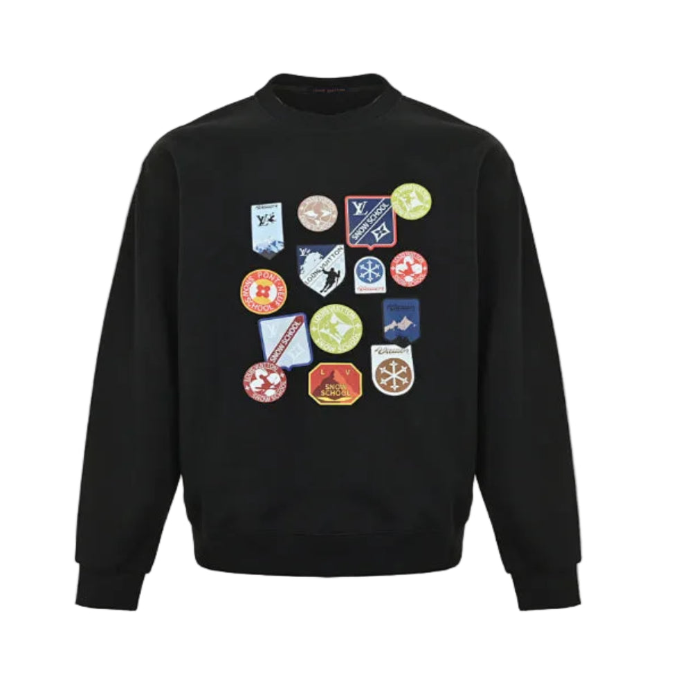 Louis Vuitton Snow School Badge Collage Sweatshirt – Black