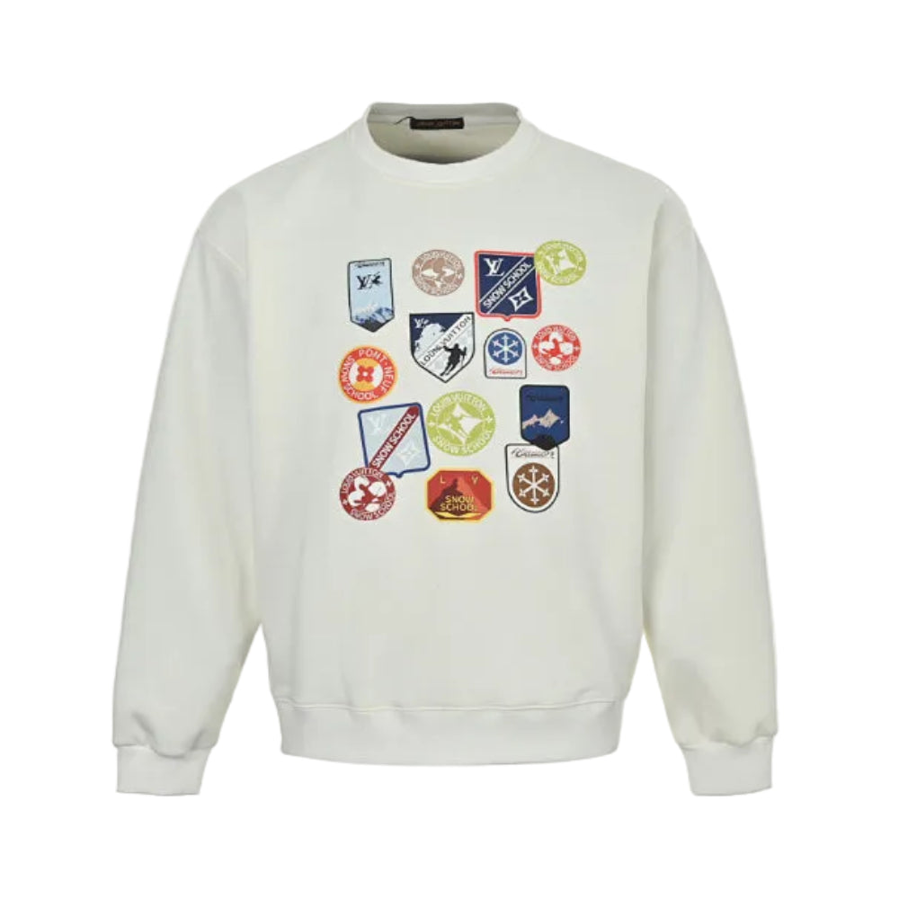 Louis Vuitton Snow School Badge Collage Sweatshirt – Cream