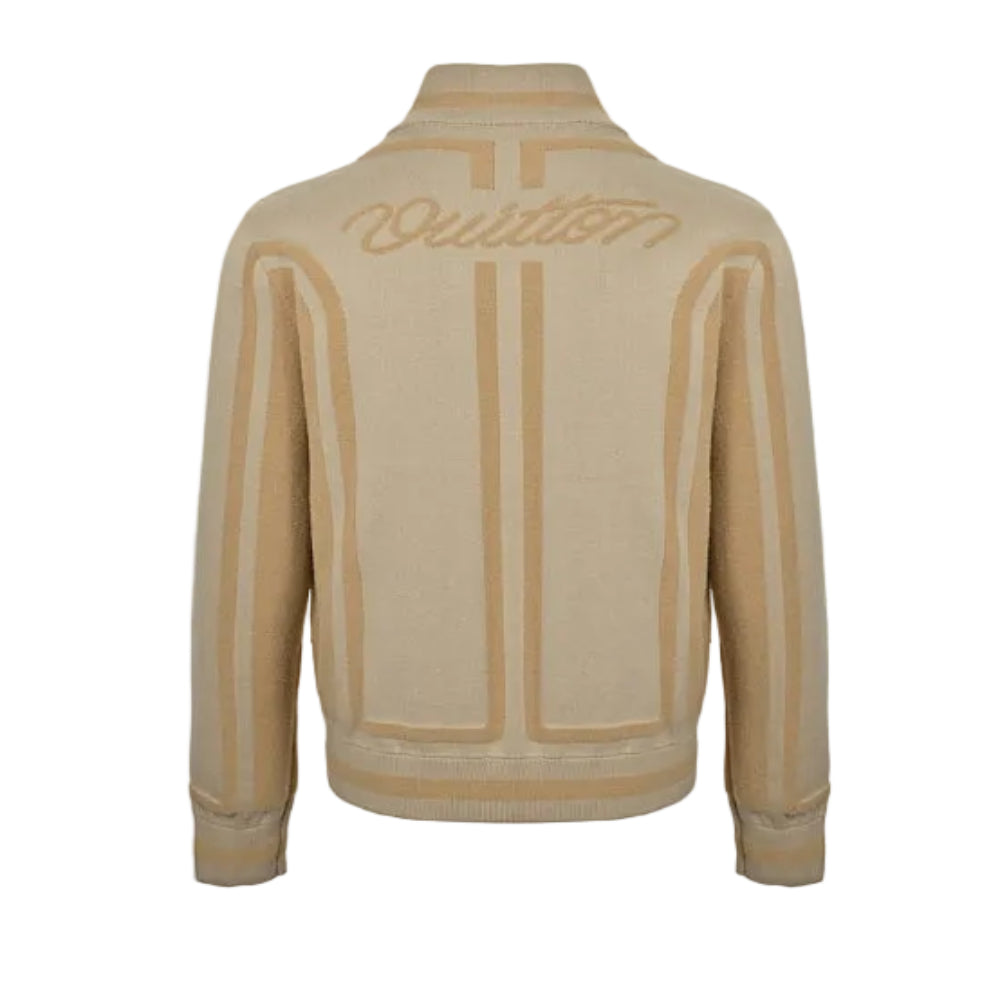 Louis Vuitton Tonal Embossed Arch Panel Knit Zip Jacket – Camel