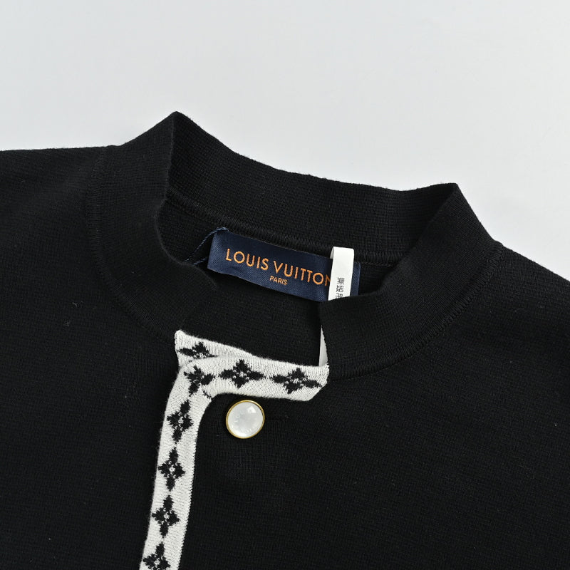 Louis Vuitton Monogram Trim Knit Cardigan – Black