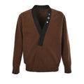 Louis Vuitton Monogram Button Deep V-Neck Knit Pullover – Brown / Black