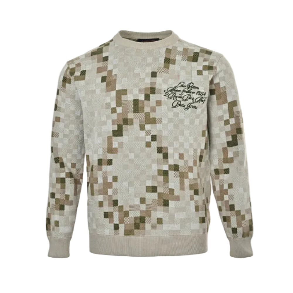 Louis Vuitton Pixel Camo Damier Jacquard Knit Sweater – Sand Multi