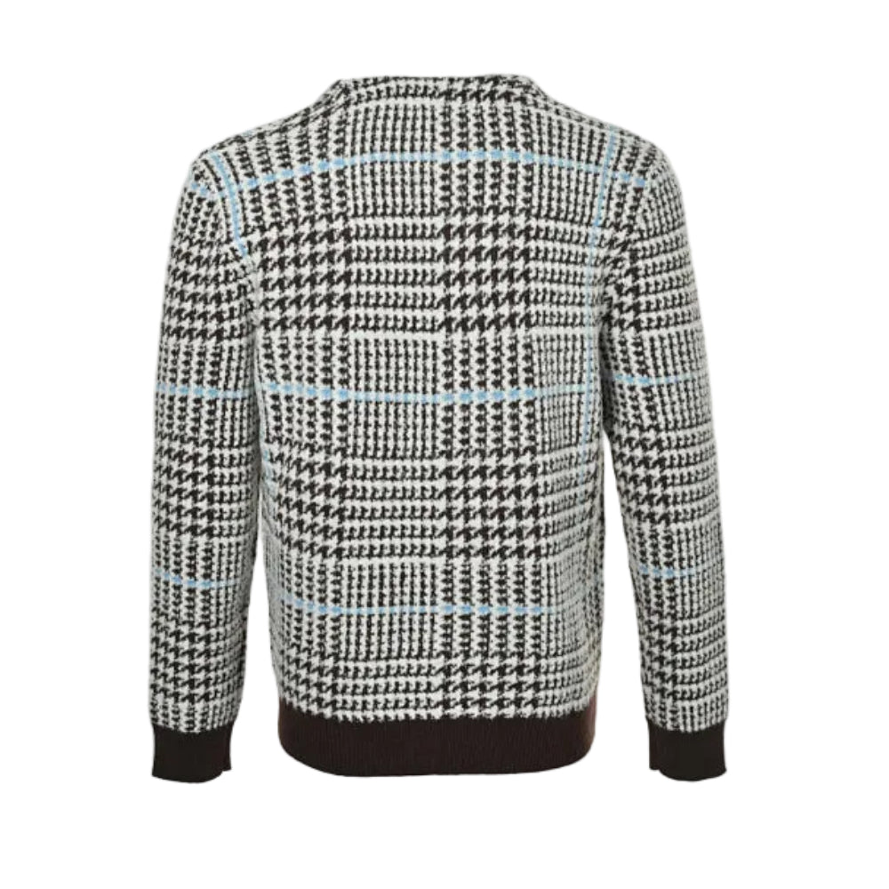 Louis Vuitton Glen Plaid Houndstooth Bouclé Knit V-Neck Cardigan – Black / White / Blue