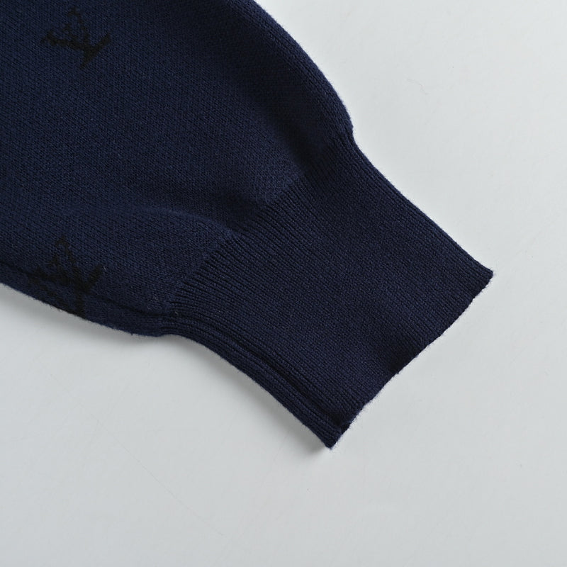 Louis Vuitton Animal Scatter Embroidery Knit Sweater – Navy