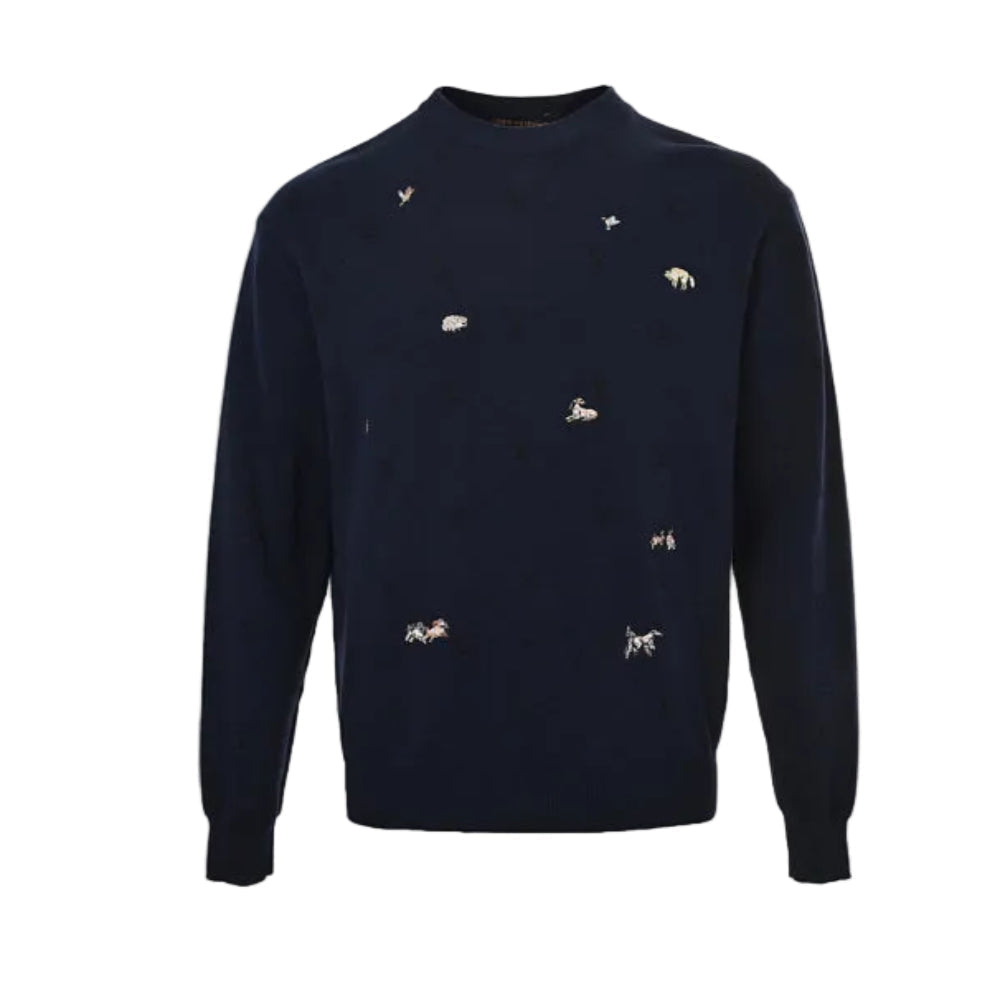 Louis Vuitton Animal Scatter Embroidery Knit Sweater – Navy