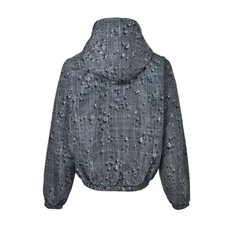 Louis Vuitton Monogram Scatter Embroidery Houndstooth Hooded Jacket – Charcoal